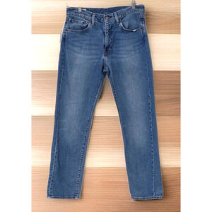 Levis Premium 505 Jeans Men's 33x32 Blue Straight Leg Big E Tag Distressed